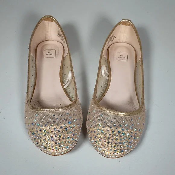 David's Bridal Illusion Toe Cap Crystal Embellished Ballet Flats 7.5 - Picture 2 of 12